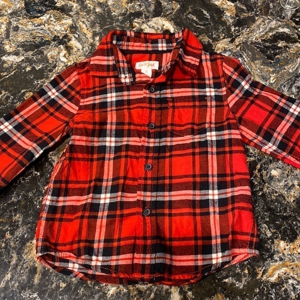 T toddler boys casual Cat & Jack long sleeve button front shirt 2T